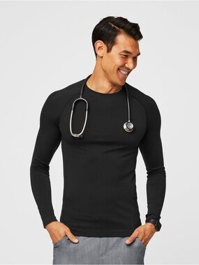 Figs Men's Long Sleeve Crew Neck Shirt -dark green